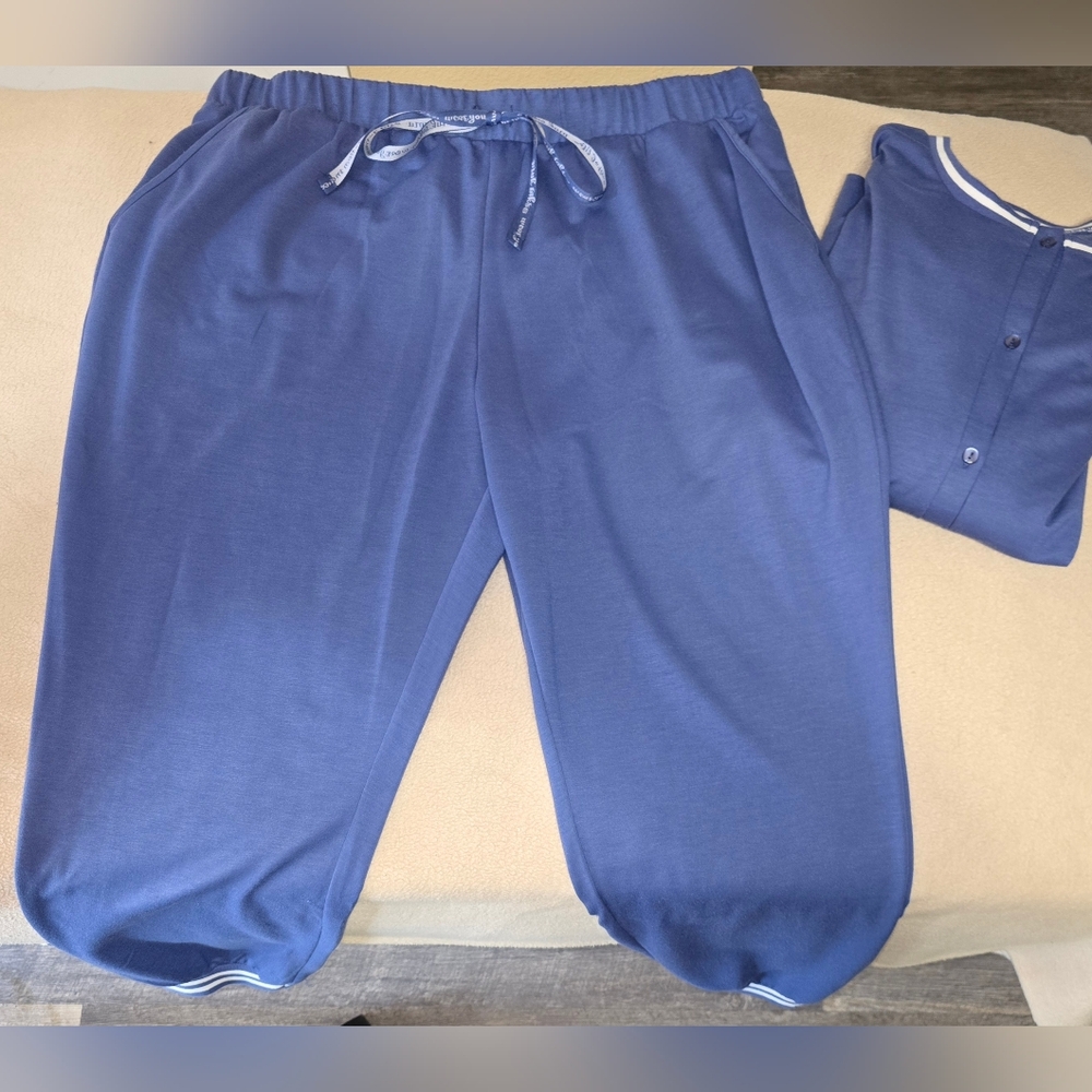 Muk Luks 1x Blue Women's Jog Suit (F) - Picture 6 of 7